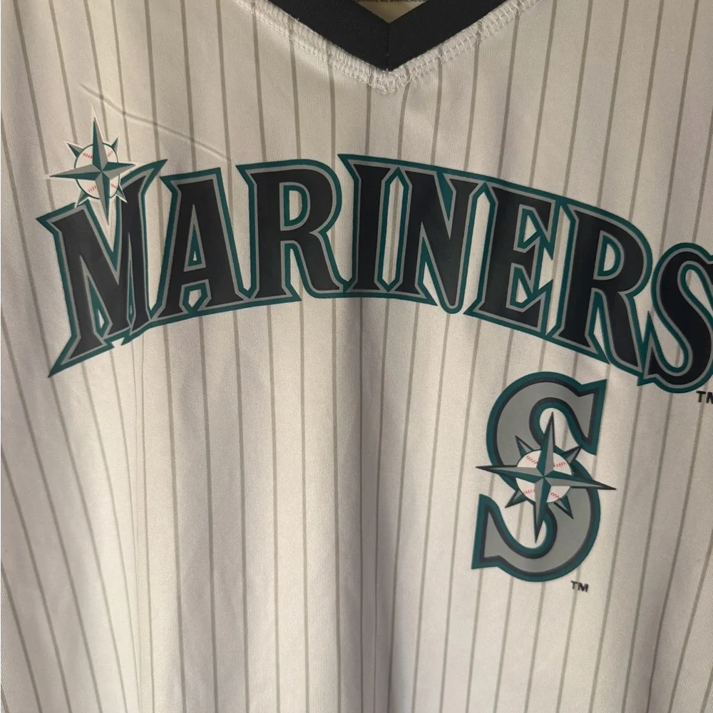 Genuine Merchandise Mariners White and Navy Kids Jersey - Picture 2 of 5